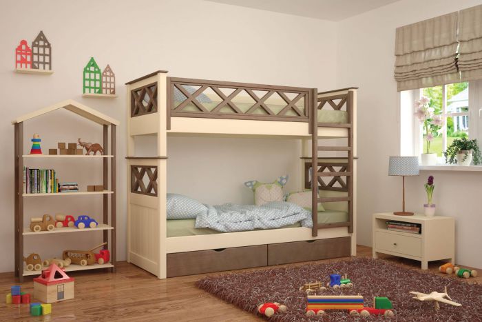 Двоярусне дитяче ліжко Mebigrand Мальта Айворі + Горіх лісовий 80х190 см з ящиками (DMBG-2305) Двоярусне дитяче ліжко Mebigrand Мальта Айворі + Горіх лісовий 80х190 см з ящиками (DMBG-2305)