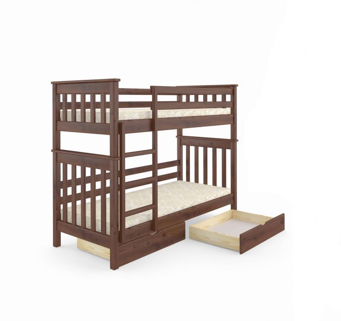 Двоярусне дитяче ліжко Mebigrand Скандинавія Міні Горіх лісовий 80х190 см з ящиками (DMBG-2370)