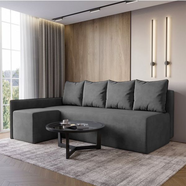 Кутовий диван ортопедичний iSmart MORRO Maxi єврокнижка 205x149 см (матрац Pocket spring) графіт Laura 15