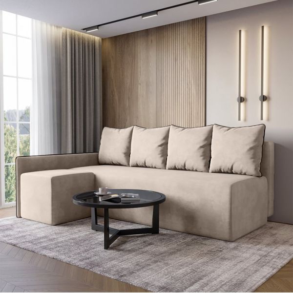 Кутовий диван ортопедичний iSmart MORRO Maxi єврокнижка 205x149 см (матрац Silver) світло-бежевий Laura 2