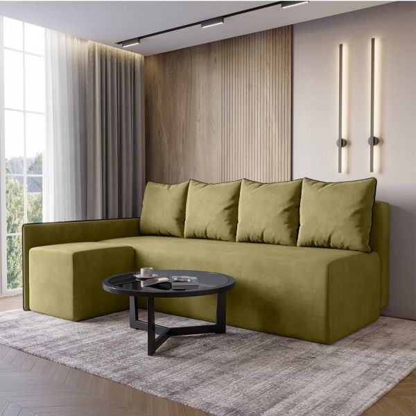 Кутовий диван ортопедичний iSmart MORRO Maxi єврокнижка 205x149 см (матрац Silver) оливковий Laura 27