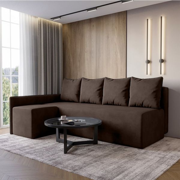 Кутовий диван ортопедичний iSmart MORRO Maxi єврокнижка 205x149 см (матрац Silver) темно-коричневий Laura 8