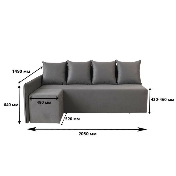 Кутовий диван ортопедичний iSmart MORRO Maxi єврокнижка 205x149 см (матрац Silver) сірий Laura 33