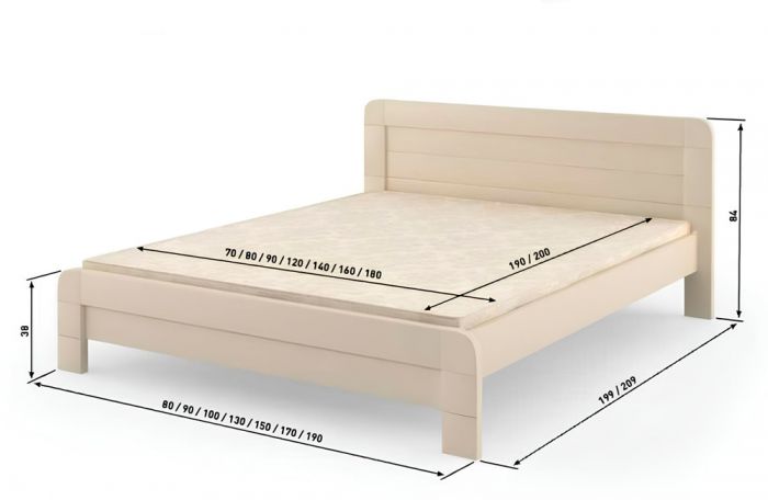 Двоспальне дерев'яне ліжко Mebigrand Тоскана Білий 140х200 см (MBG-3559)