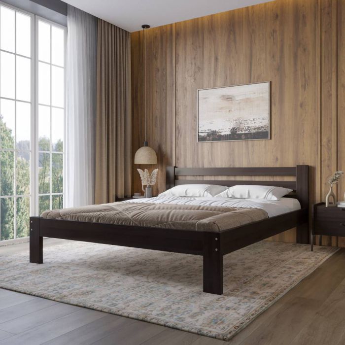 Односпальне дерев'яне ліжко Mebigrand Баварія Венге 90х200 см (MBG-14769)