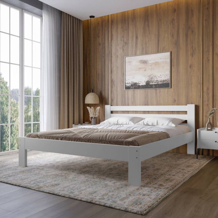 Двоспальне дерев'яне ліжко Mebigrand Баварія Білий (RAL9003) 140х200 см (MBG-14893) Двоспальне дерев'яне ліжко Mebigrand Баварія Білий (RAL9003) 140х200 см (MBG-14893)