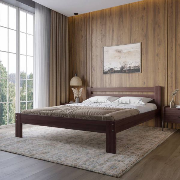 Двоспальне дерев'яне ліжко Mebigrand Баварія Горіх темний 160х200 см (MBG-14715)